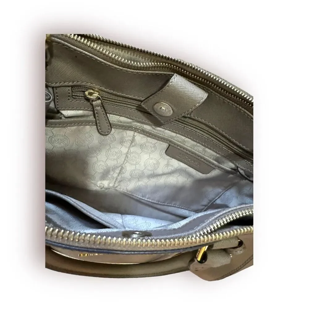 Michael Kors Sutton Saffiano Nude‎ Taupe Satchel Bag - Picture 8 of 10